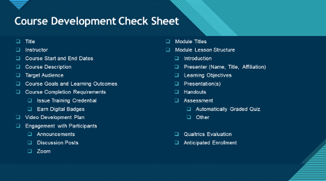 Image of course development check sheet